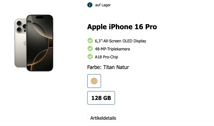 Telekom MagentaEins Mobil S mit Apple iPhone 16 Pro