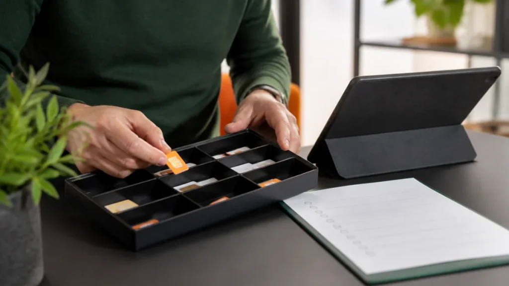 SIM-Karten und Endgeräte im Unternehmen strukturiert zuordnen. SIM-Karten und Tablet für die Geräteverwaltung im Unternehmen