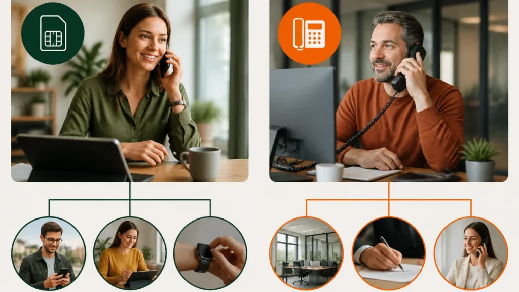 Redaktionelles Praxisvisual zu OneNumber und OfficeNumber: Vodafone Business auf mehreren Geräten nutzen Redaktionelles Praxisvisual zu OneNumber und OfficeNumber: Vodafone Business auf mehreren Geräten nutzen